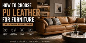 Premium PU leather for furniture sofa in a modern living room with durable upholstery for residential and commercial interiors