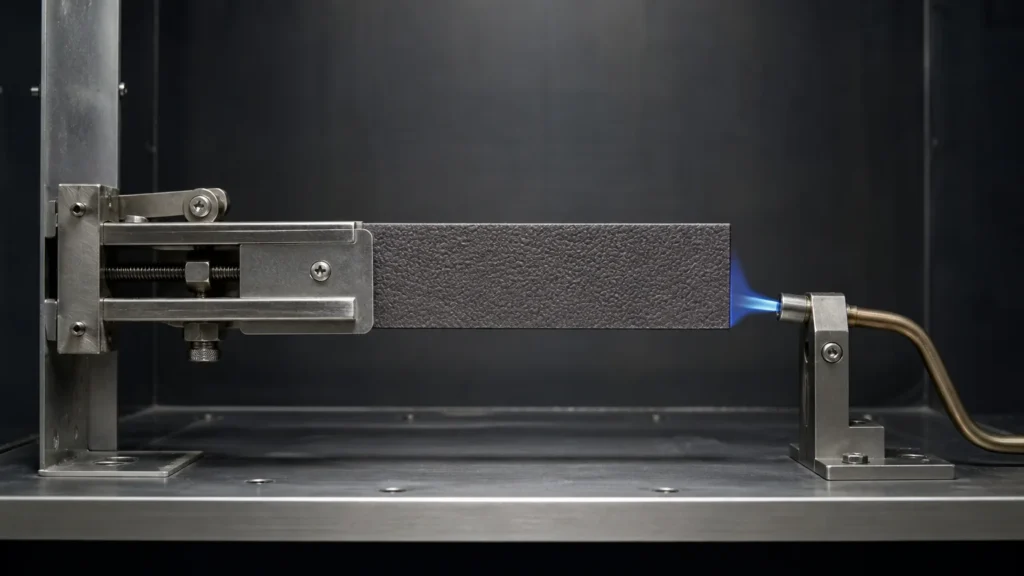 flame retardant synthetic leather flammability burn test