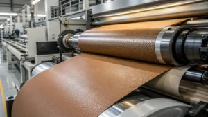 how synthetic leather is made on a manufacturing production line