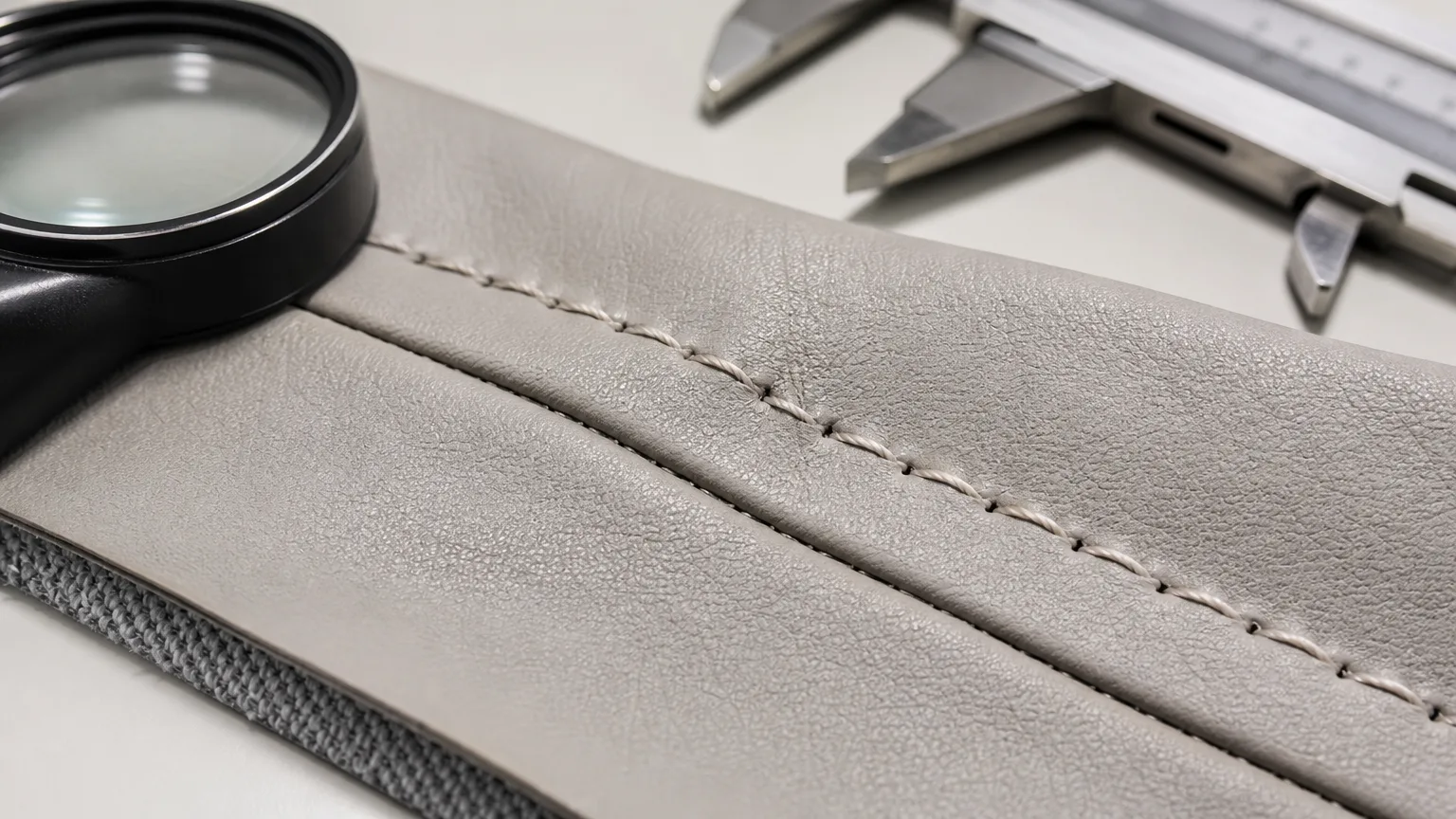 checking synthetic leather seam failure around stitch holes