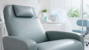 antimicrobial synthetic leather upholstery in a hygiene-sensitive setting