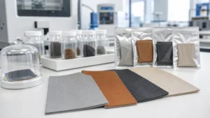 why does synthetic leather smell in material testing