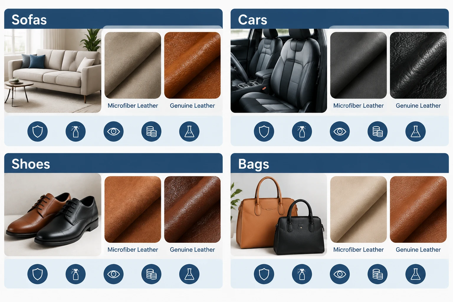 microfiber or genuine leather buyer checklist for sofas cars shoes and bags