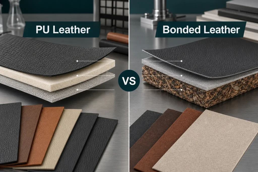 当前图片:PU leather vs bonded leather material comparison
