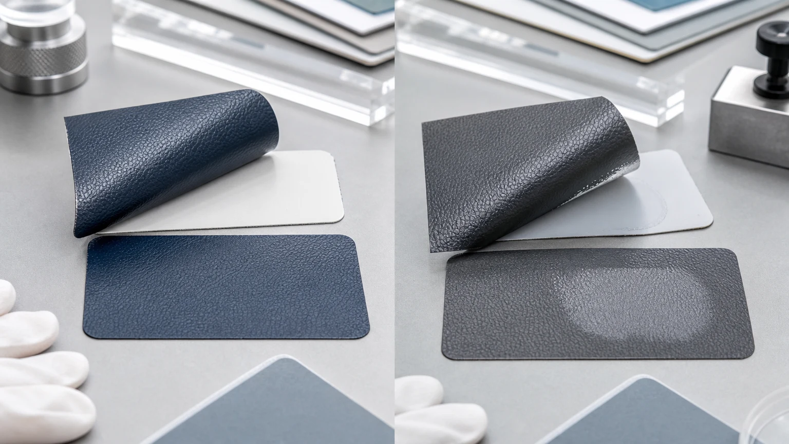 synthetic leather surface tackiness and coating transfer test